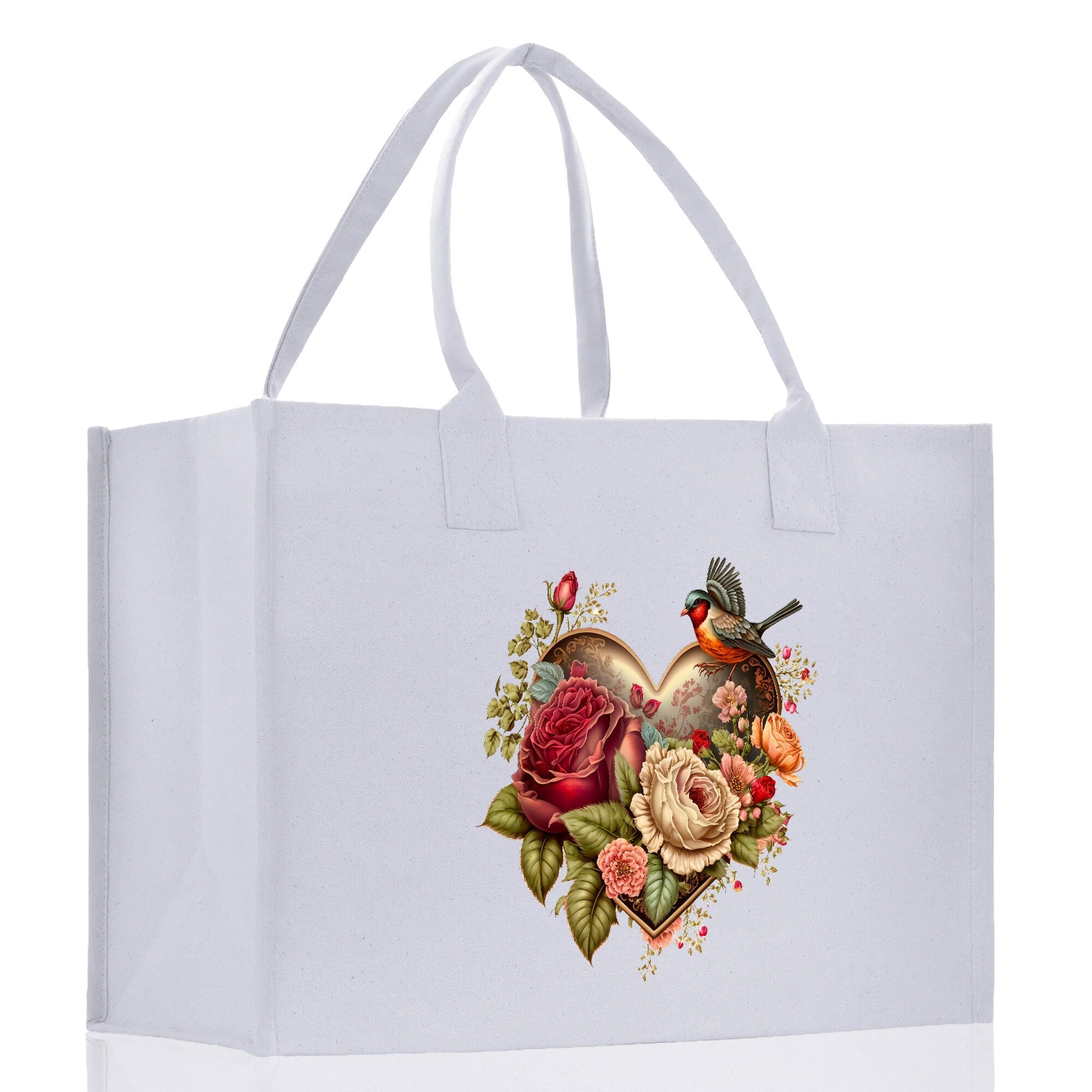Heart Canvas Tote Bag Happy Valentines Day Gift for Her Love Tote Bag Lovers Gift Mother Day Gift Cute Valentines Gift - Aaria Tees Aaria Tees