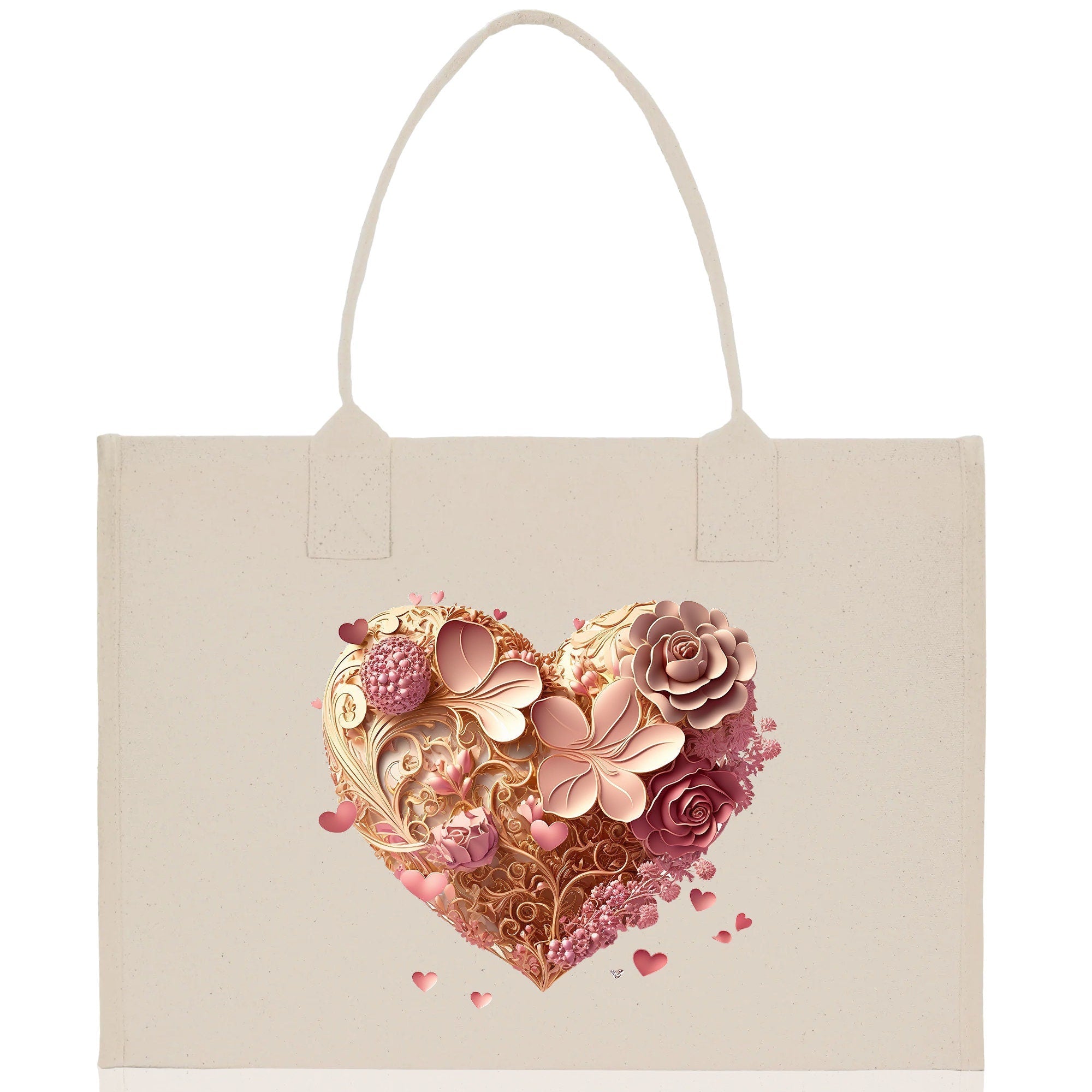 Heart Canvas Tote Bag Happy Valentines Day Gift for Her Love Tote Bag Lovers Gift Mother Day Gift Cute Valentines Gift - Aaria Tees Aaria Tees