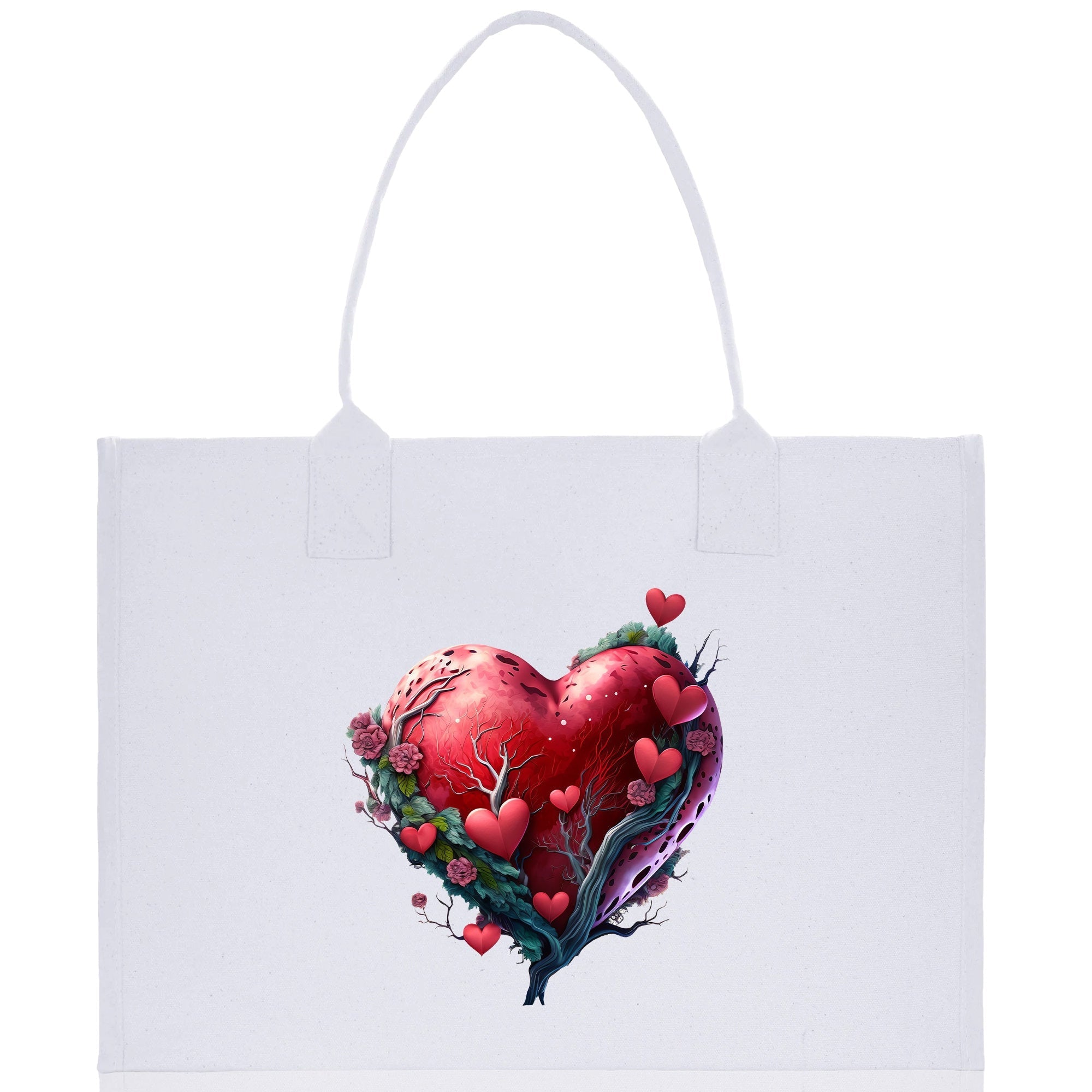 Heart Canvas Tote Bag Happy Valentines Day Gift for Her Love Tote Bag Lovers Gift Mother Day Gift Cute Valentines Gift - Aaria Tees Aaria Tees