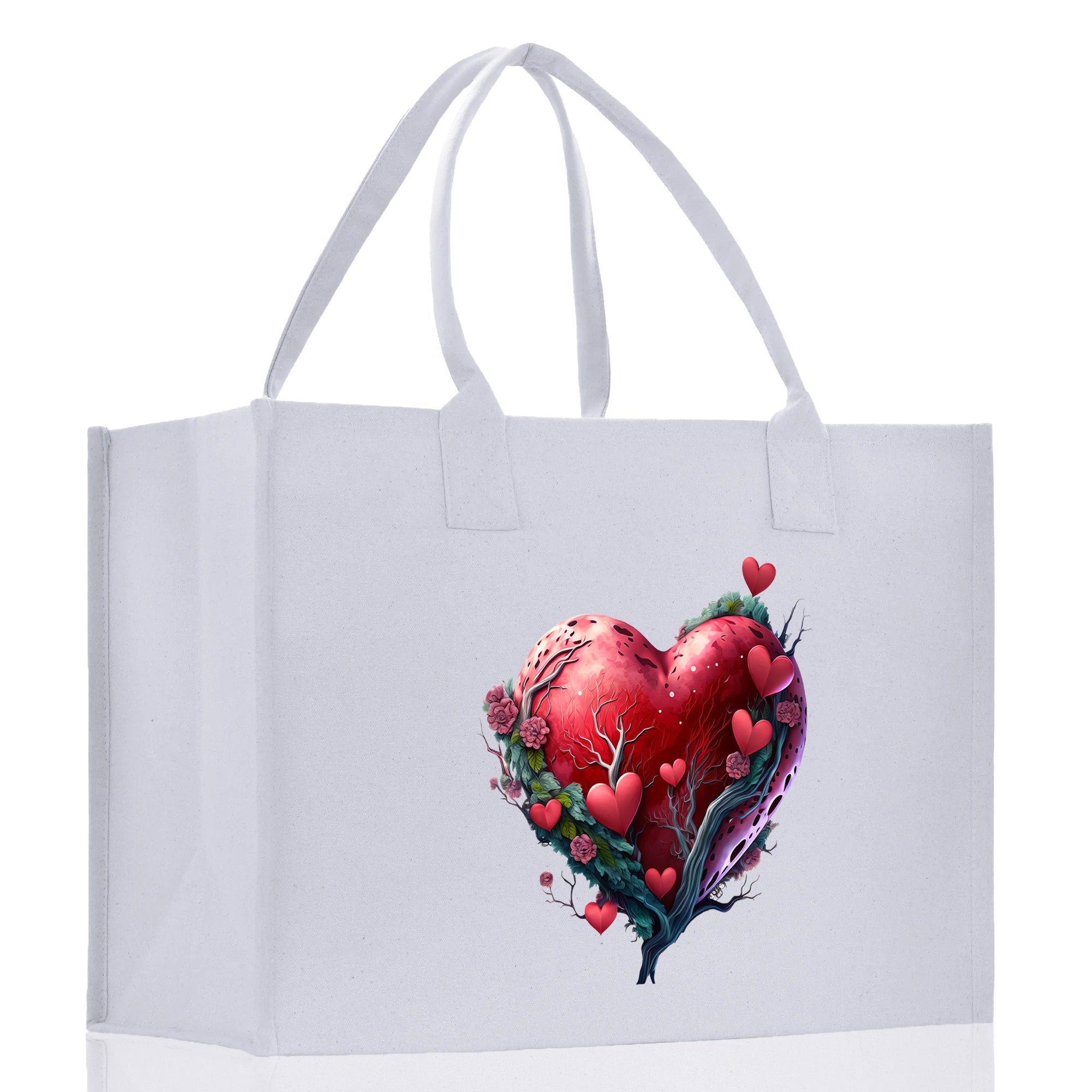 Heart Canvas Tote Bag Happy Valentines Day Gift for Her Love Tote Bag Lovers Gift Mother Day Gift Cute Valentines Gift - Aaria Tees Aaria Tees