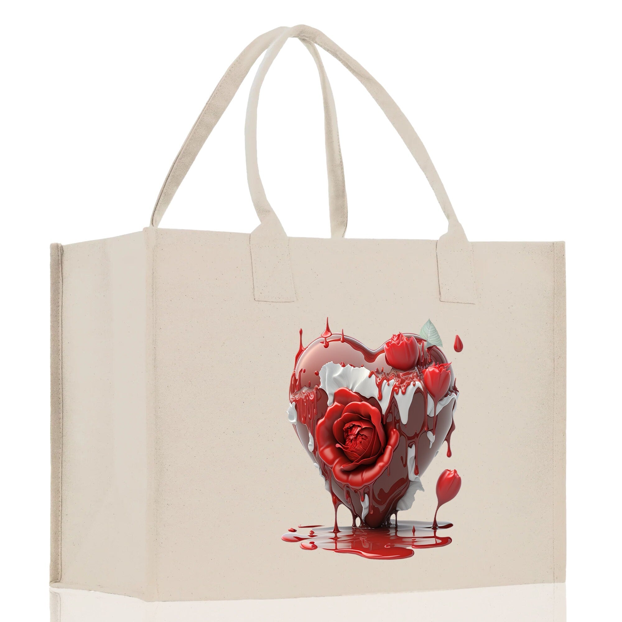 Heart Canvas Tote Bag Happy Valentines Day Gift for Her Love Tote Bag Lovers Gift Mother Day Gift Cute Valentines Gift - Aaria Tees Aaria Tees