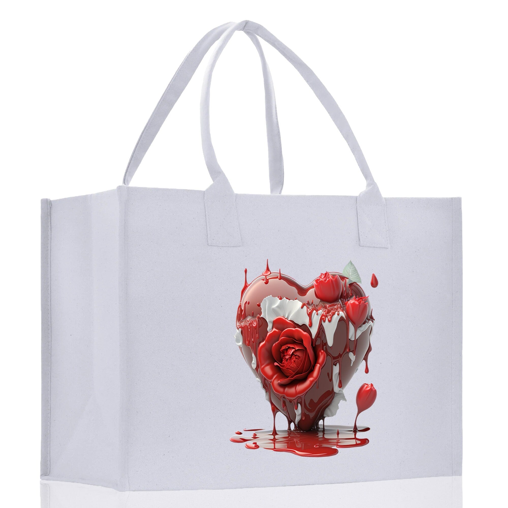 Heart Canvas Tote Bag Happy Valentines Day Gift for Her Love Tote Bag Lovers Gift Mother Day Gift Cute Valentines Gift - Aaria Tees Aaria Tees