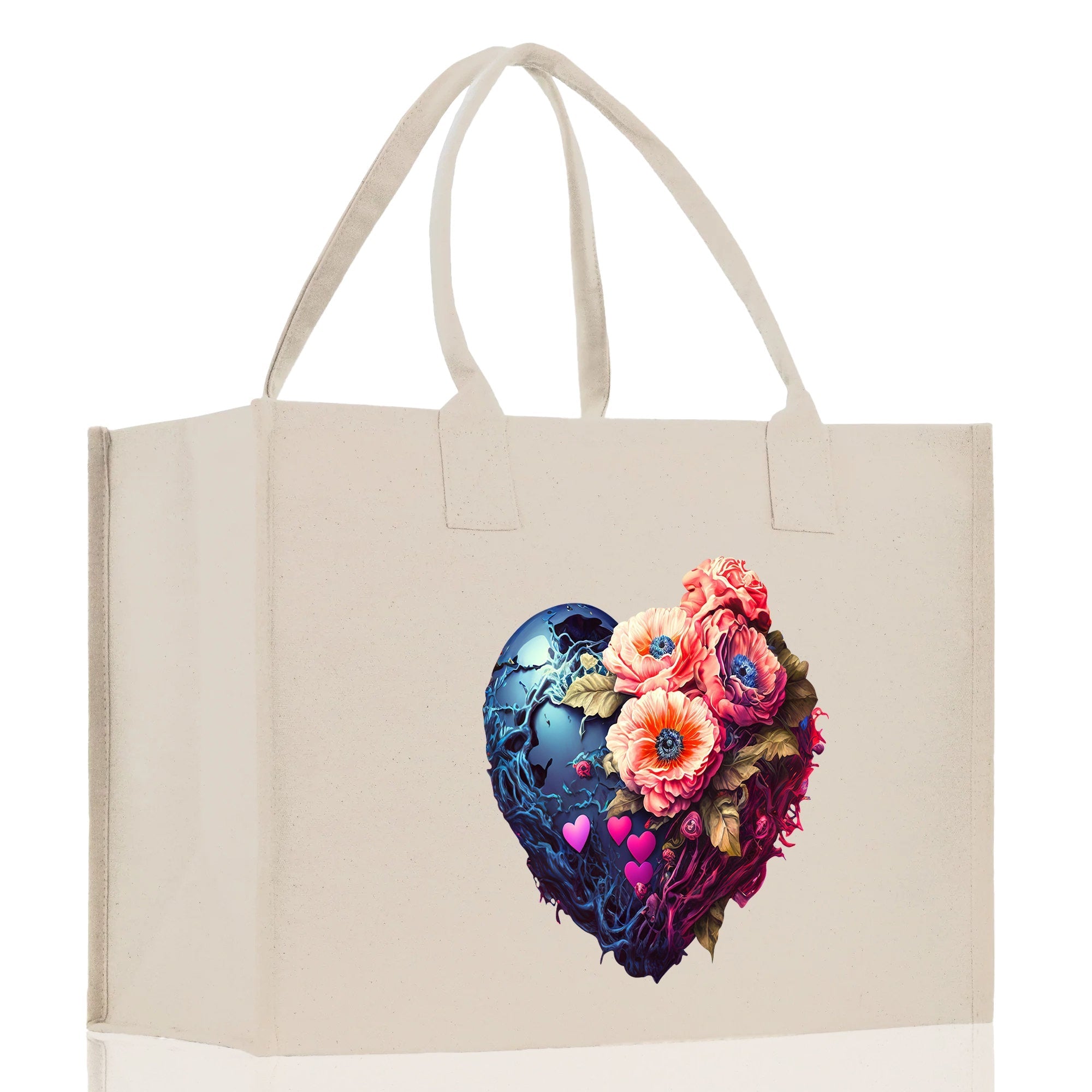 Heart Canvas Tote Bag Happy Valentines Day Gift for Her Love Tote Bag Lovers Gift Mother Day Gift Cute Valentines Gift - Aaria Tees Aaria Tees