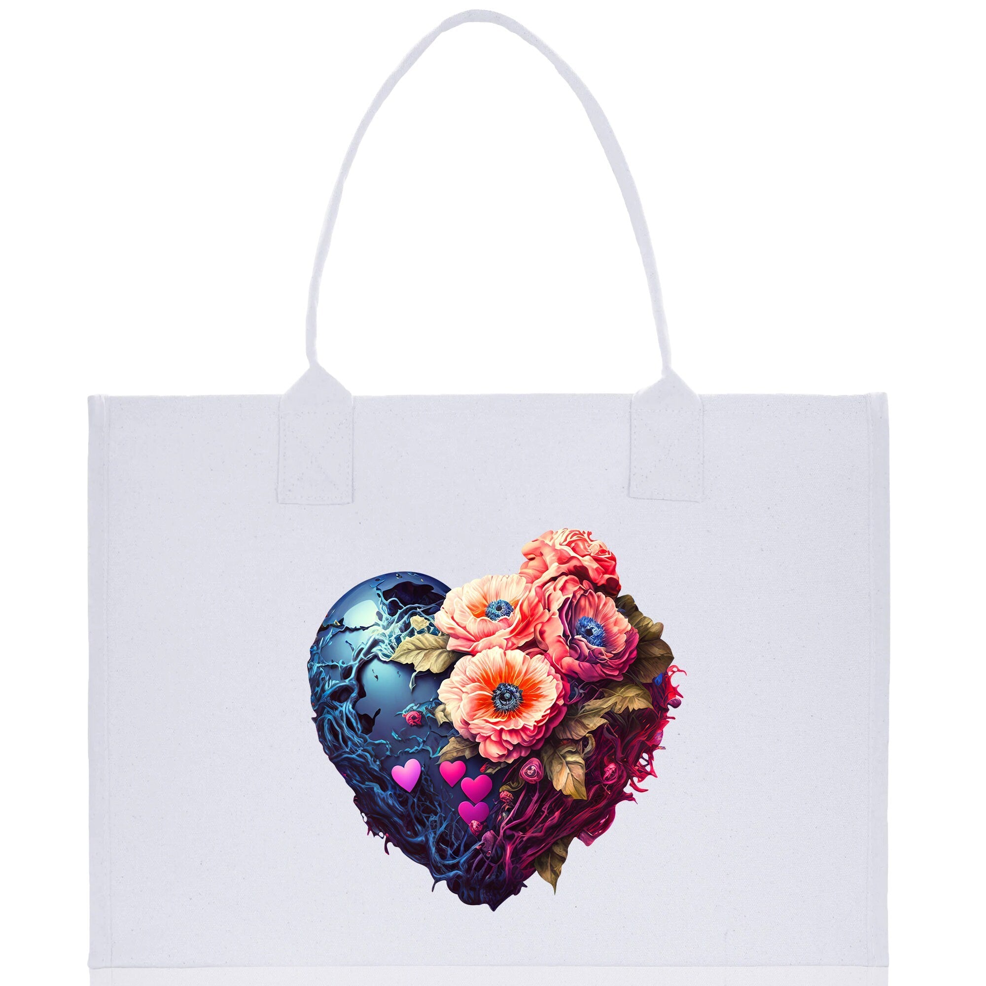 Heart Canvas Tote Bag Happy Valentines Day Gift for Her Love Tote Bag Lovers Gift Mother Day Gift Cute Valentines Gift - Aaria Tees Aaria Tees