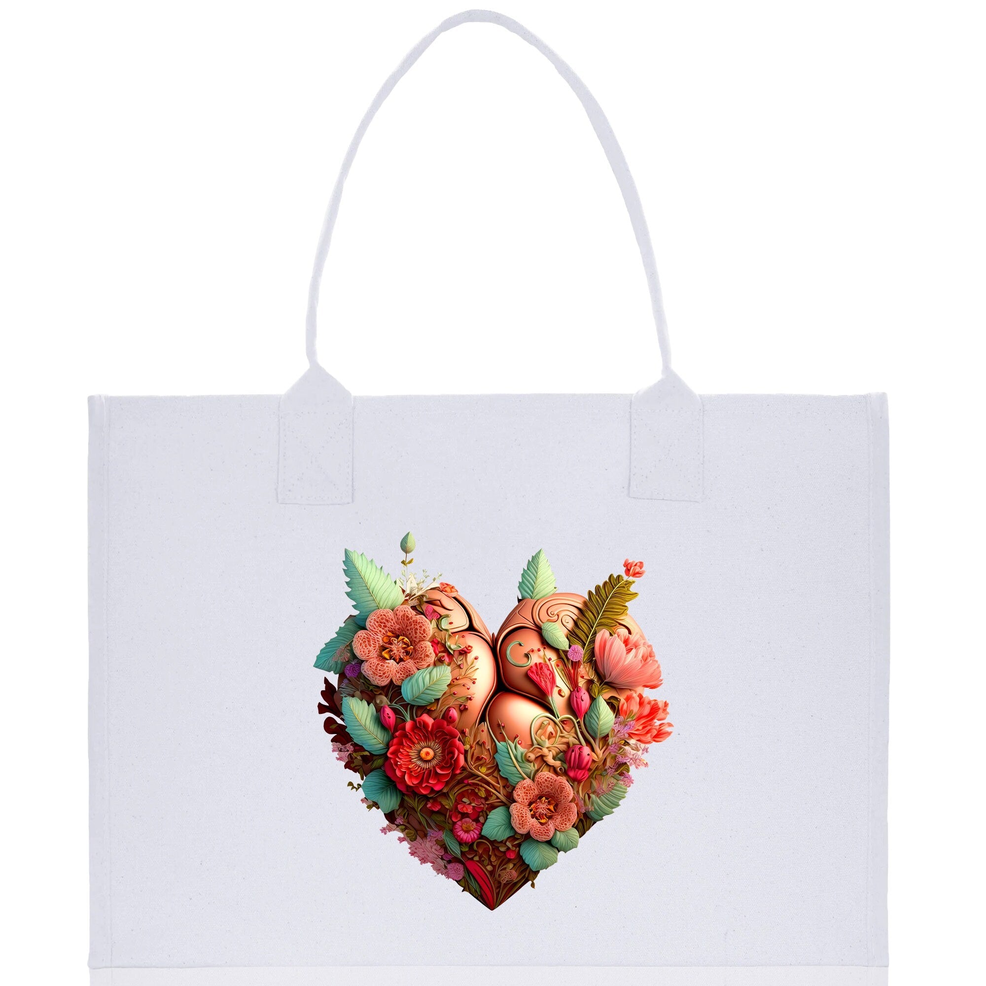 Heart Canvas Tote Bag Happy Valentines Day Gift for Her Love Tote Bag Lovers Gift Mother Day Gift Cute Valentines Gift - Aaria Tees Aaria Tees