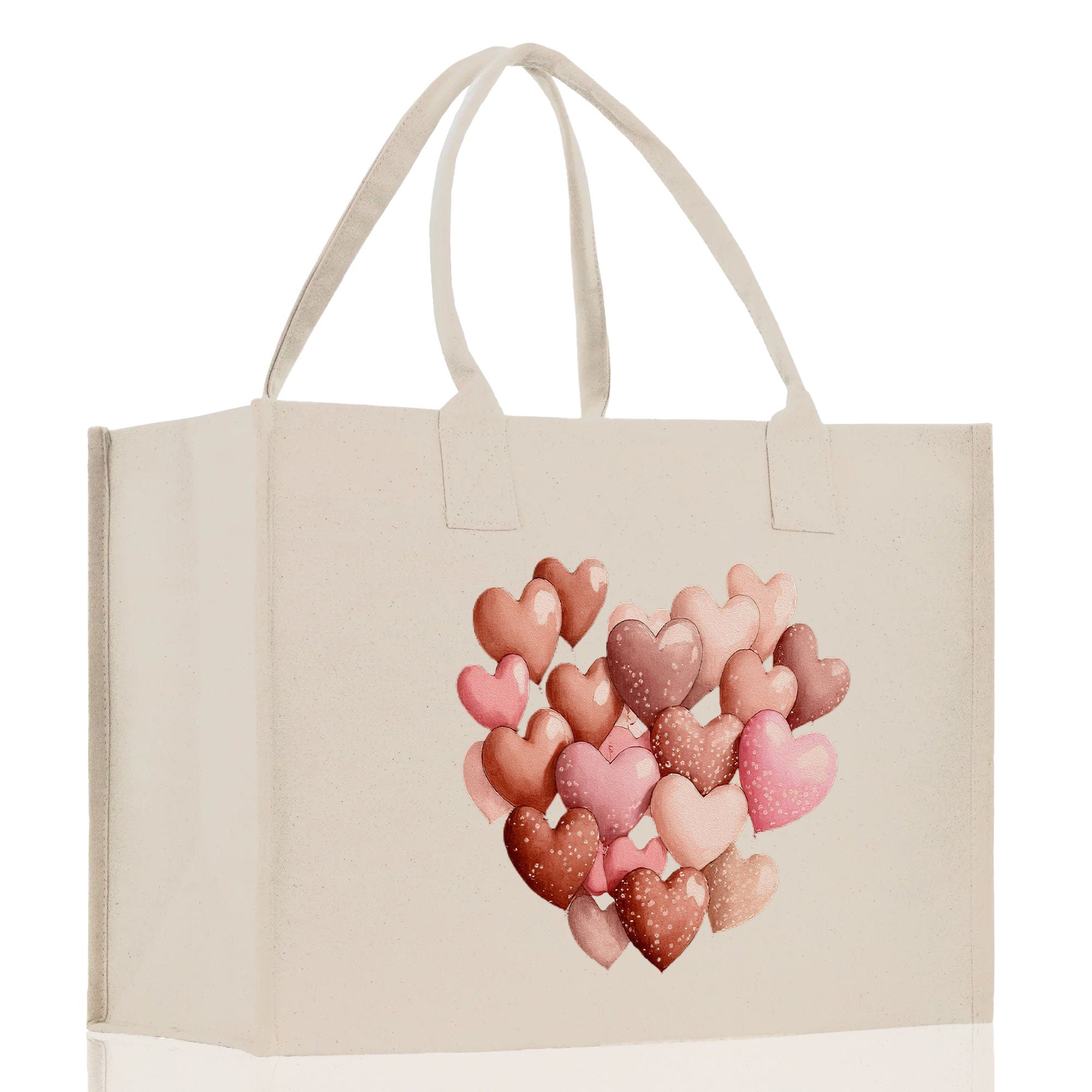 Heart Canvas Tote Bag Happy Valentines Day Gift for Her Love Tote Bag Lovers Gift Mother Day Gift Cute Valentines Gift - Aaria Tees Aaria Tees