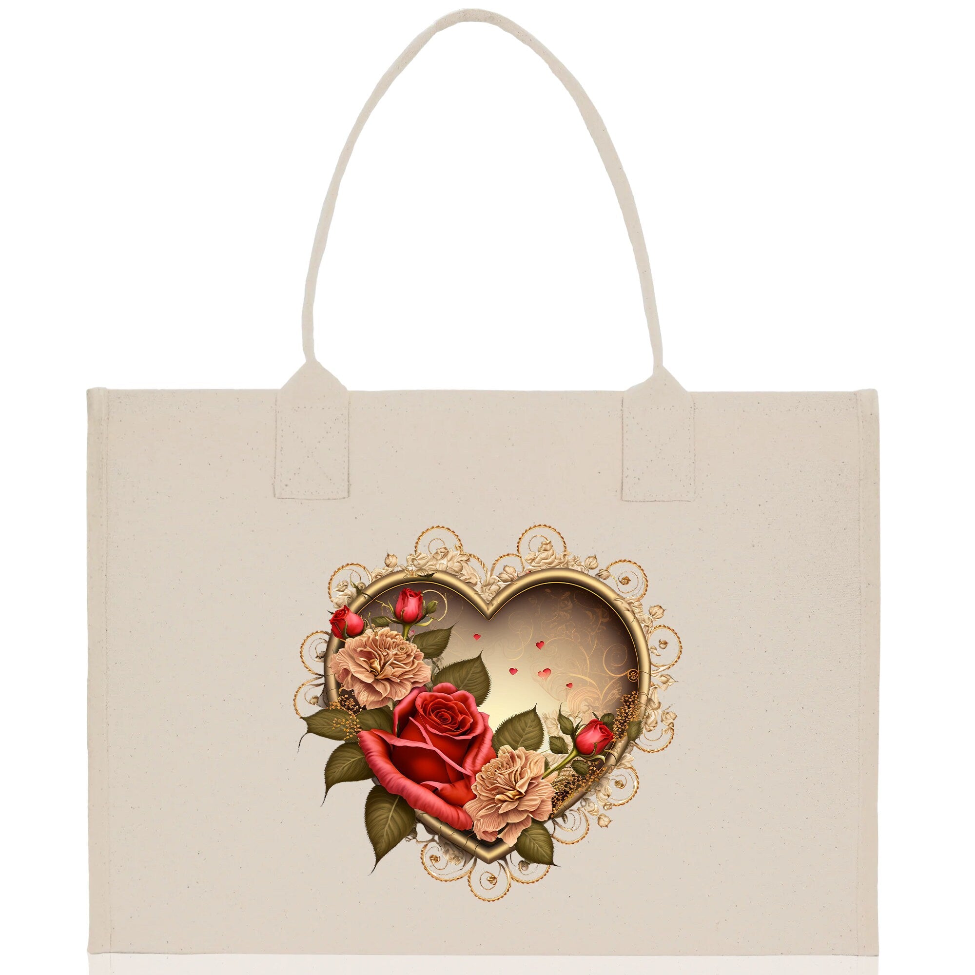 Heart Canvas Tote Bag Happy Valentines Day Gift for Her Love Tote Bag Lovers Gift Mother Day Gift Cute Valentines Gift - Aaria Tees Aaria Tees