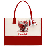Personalized Heart Canvas Tote Bag Happy Valentines Day Gift Love Tote Bag Customize Lovers Gift Mother Day Gift Cute Valentines Gift - Aaria Tees Aaria Tees