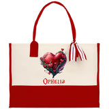 Personalized Heart Canvas Tote Bag Happy Valentines Day Gift Love Tote Bag Customize Lovers Gift Mother Day Gift Cute Valentines Gift - Aaria Tees Aaria Tees