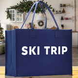 Ski Trip Cotton Canvas Chic Beach Tote Bag Multipurpose Tote Weekender Tote Gift for Her Outdoor Tote Vacation Tote Large Beach Bag - Aaria Tees Aaria Tees