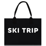 Ski Trip Cotton Canvas Chic Beach Tote Bag Multipurpose Tote Weekender Tote Gift for Her Outdoor Tote Vacation Tote Large Beach Bag - Aaria Tees Aaria Tees
