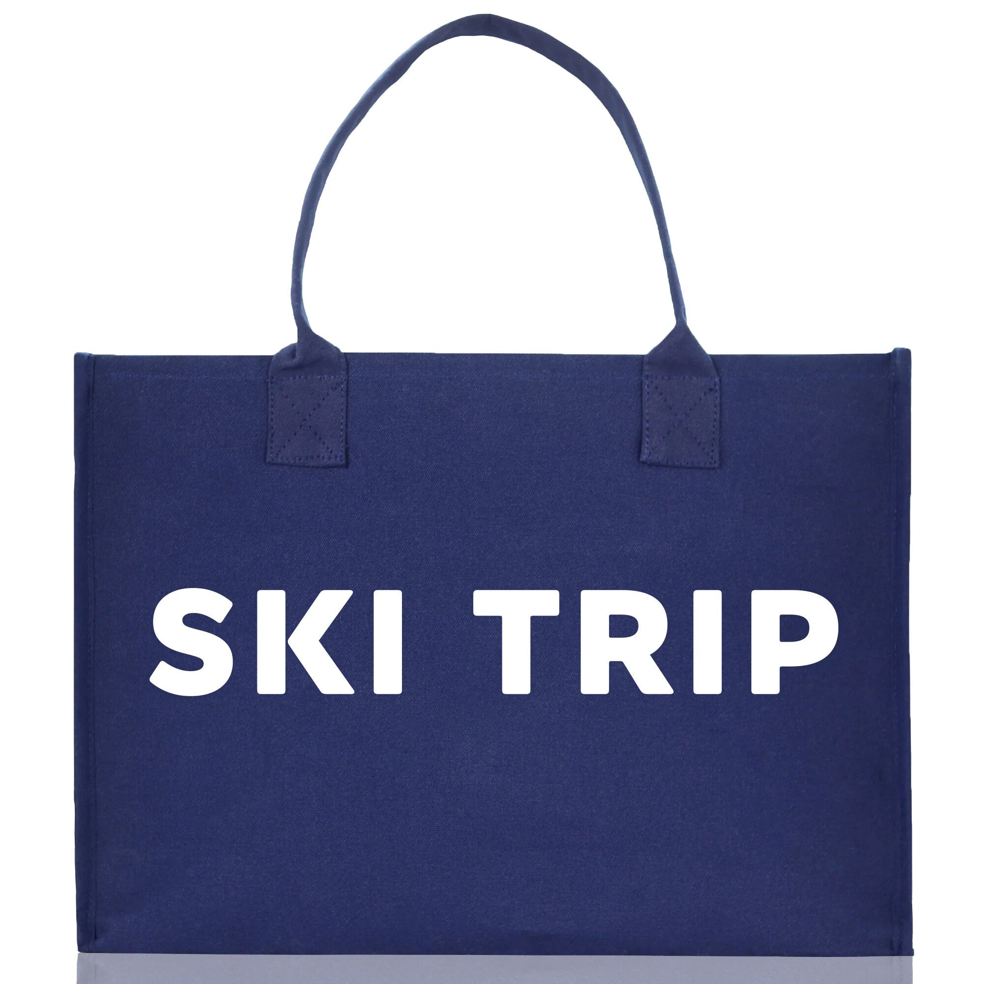 Ski Trip Cotton Canvas Chic Beach Tote Bag Multipurpose Tote Weekender Tote Gift for Her Outdoor Tote Vacation Tote Large Beach Bag - Aaria Tees Aaria Tees
