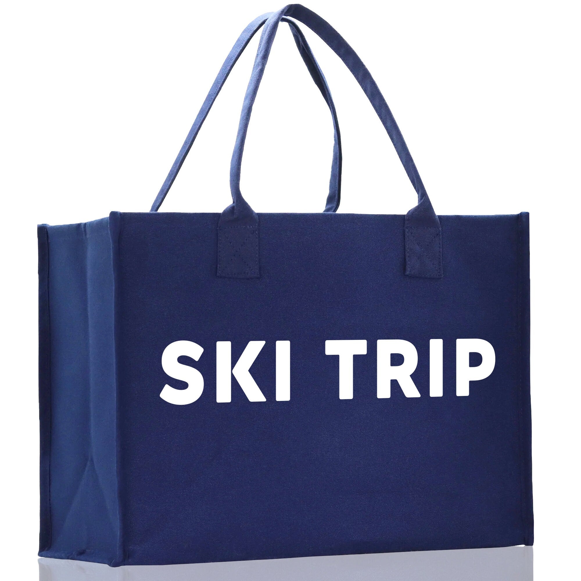 Ski Trip Cotton Canvas Chic Beach Tote Bag Multipurpose Tote Weekender Tote Gift for Her Outdoor Tote Vacation Tote Large Beach Bag - Aaria Tees Aaria Tees