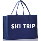 Ski Trip Cotton Canvas Chic Beach Tote Bag Multipurpose Tote Weekender Tote Gift for Her Outdoor Tote Vacation Tote Large Beach Bag - Aaria Tees Aaria Tees