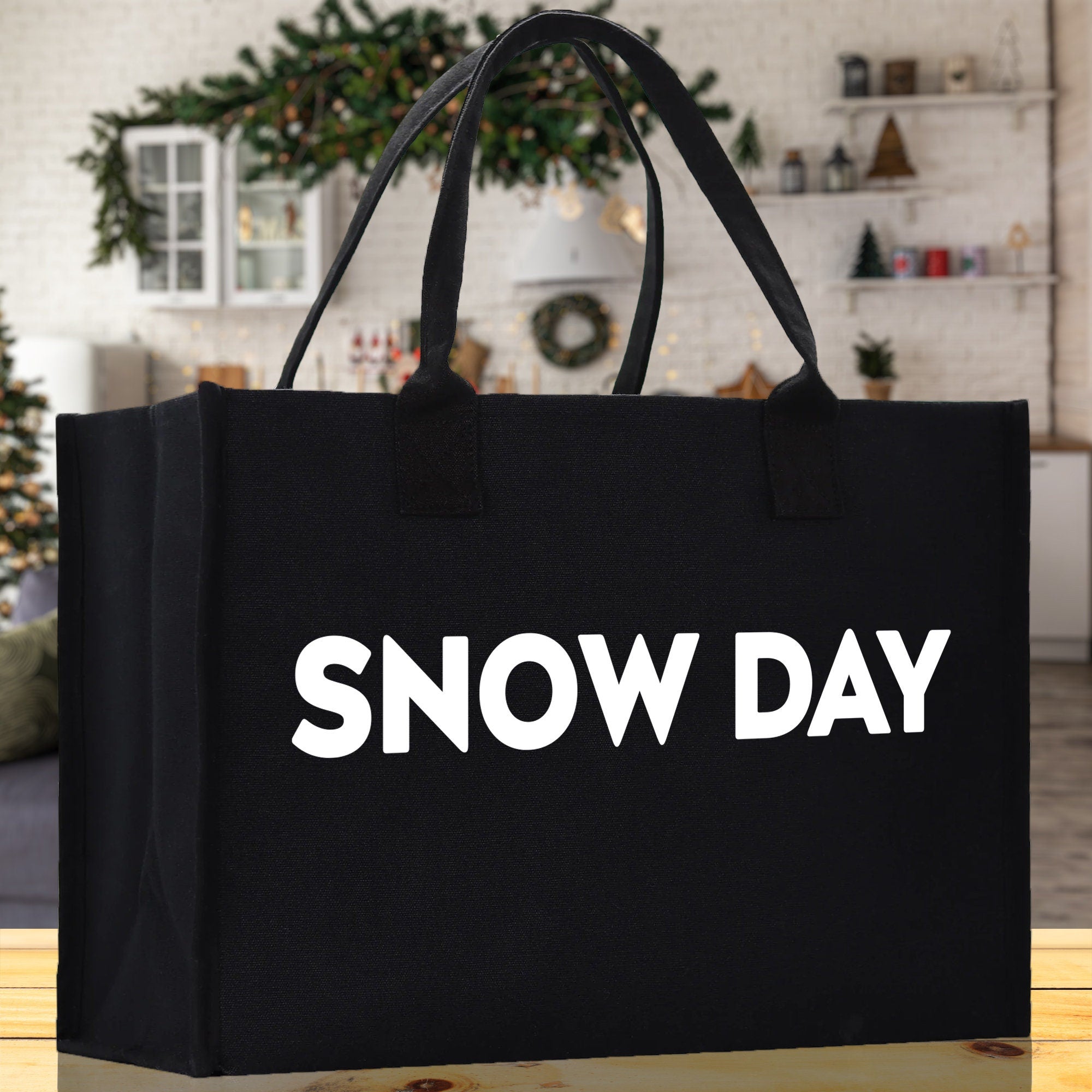 Snow Day Cotton Canvas Chic Beach Tote Bag Multipurpose Tote Weekender Tote Gift for Her Outdoor Tote Vacation Tote Large Beach Bag - Aaria Tees Aaria Tees