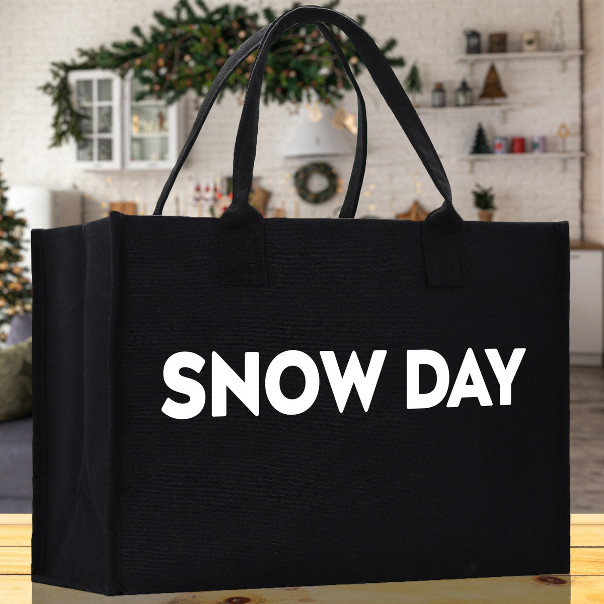 Snow Day Cotton Canvas Chic Beach Tote Bag Multipurpose Tote Weekender Tote Gift for Her Outdoor Tote Vacation Tote Large Beach Bag - Aaria Tees