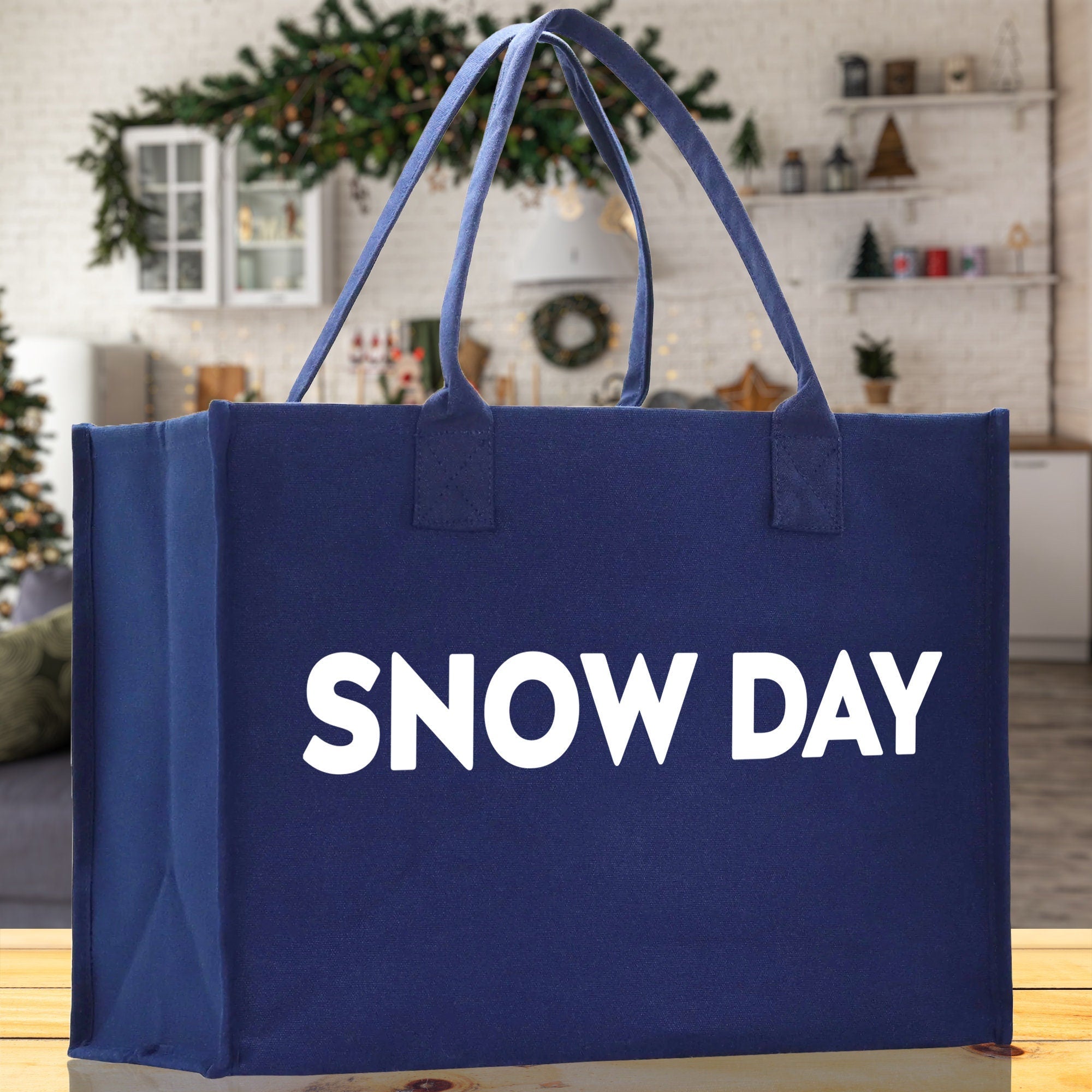 Snow Day Cotton Canvas Chic Beach Tote Bag Multipurpose Tote Weekender Tote Gift for Her Outdoor Tote Vacation Tote Large Beach Bag - Aaria Tees Aaria Tees