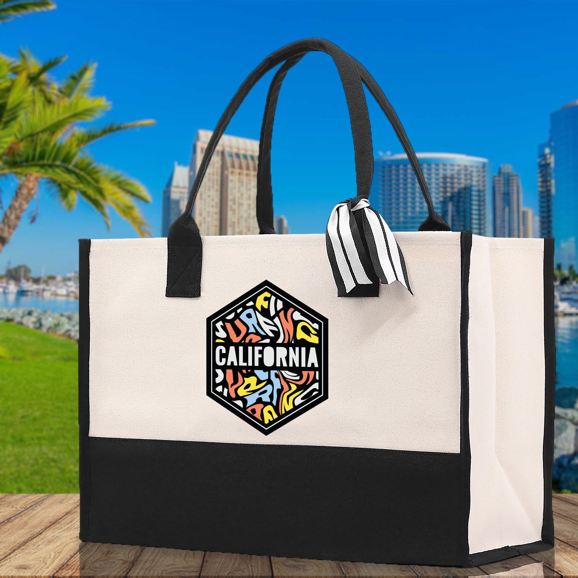 California Cotton Canvas Tote Bag CA Travel Vacation Tote Employee and Client Gift Wedding Favor Birthday Welcome Tote Bag Bridesmaid Gift - Aaria Tees Aaria Tees