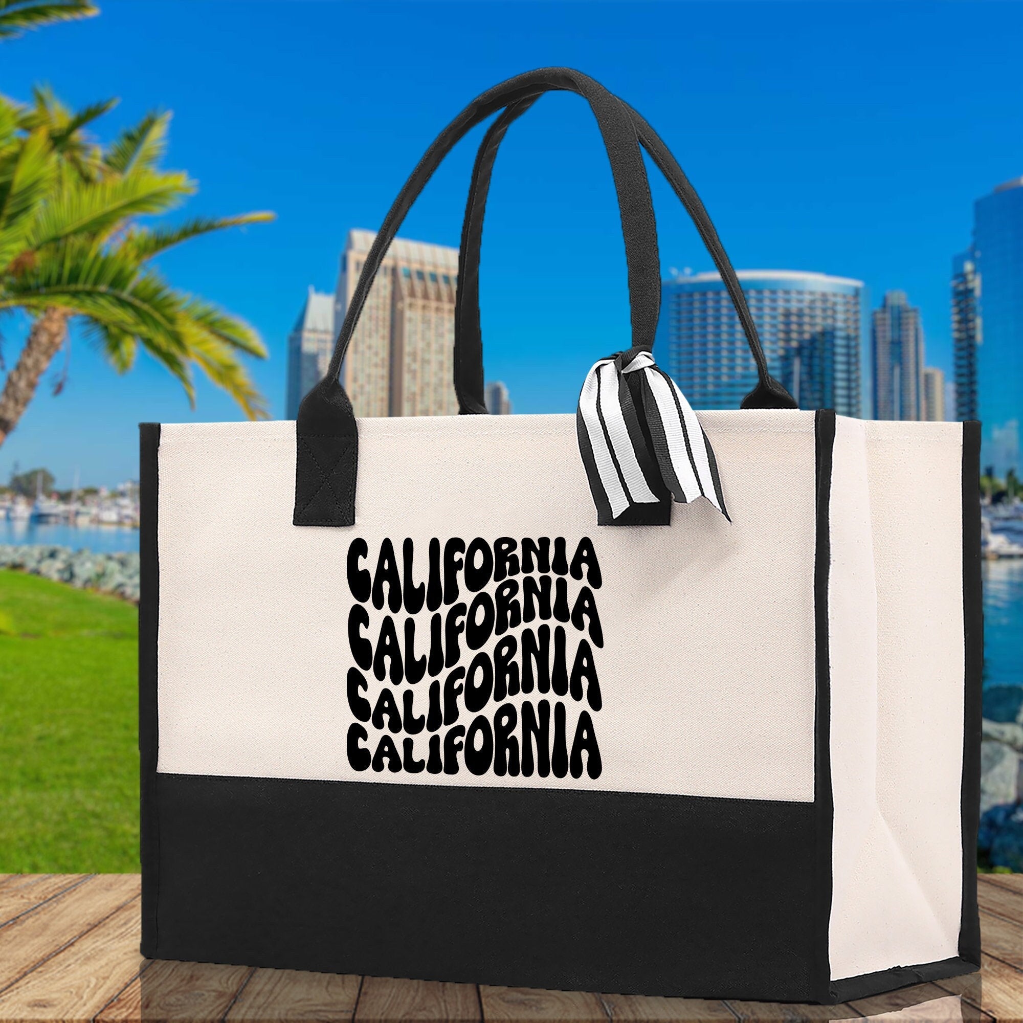 California Cotton Canvas Tote Bag CA Travel Vacation Tote Employee and Client Gift Wedding Favor Birthday Welcome Tote Bag Bridesmaid Gift - Aaria Tees Aaria Tees