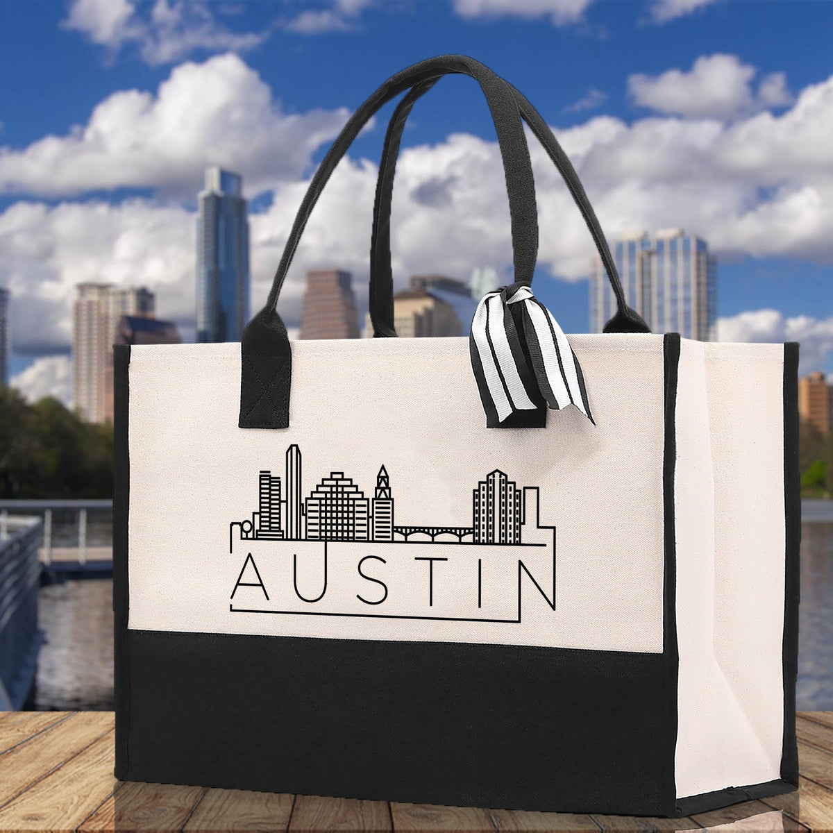 Austin Cotton Canvas Tote Bag TX Travel Vacation Tote Employee and Client Gift Wedding Favor Birthday Welcome Tote Bag Bridesmaid Gift - Aaria Tees