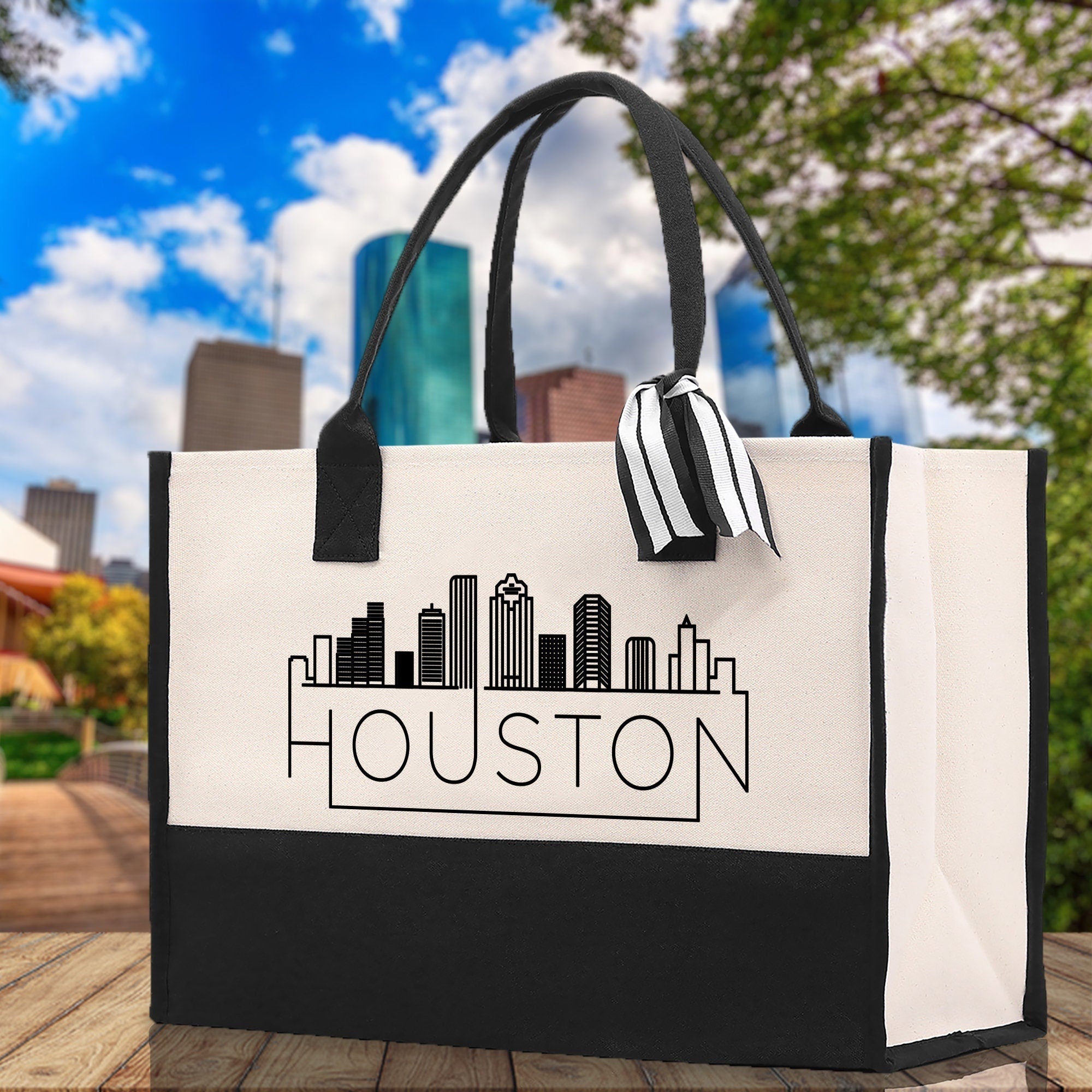 Houston Cotton Canvas Tote Bag TX Travel Vacation Tote Employee and Client Gift Wedding Favor Birthday Welcome Tote Bag Bridesmaid Gift - Aaria Tees Aaria Tees