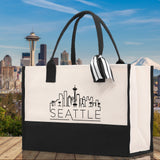 Seattle Canvas Tote Bag Travel Vacation Tote Employee and Client Gift Wedding Favor Birthday Welcome Tote Bag Bridesmaid Gift - Aaria Tees Aaria Tees