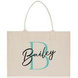 Initial and Name Cotton Canvas Tote Bag Personalized Bridesmaid Gift Bag Wedding Birthday Gift Custom Name Tote Maid of  Honor Wedding Gift - Aaria Tees Aaria Tees