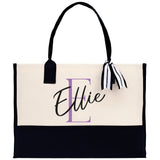 Initial and Name Cotton Canvas Tote Bag Personalized Bridesmaid Gift Bag Wedding Birthday Gift Custom Name Tote Maid of  Honor Wedding Gift - Aaria Tees Aaria Tees