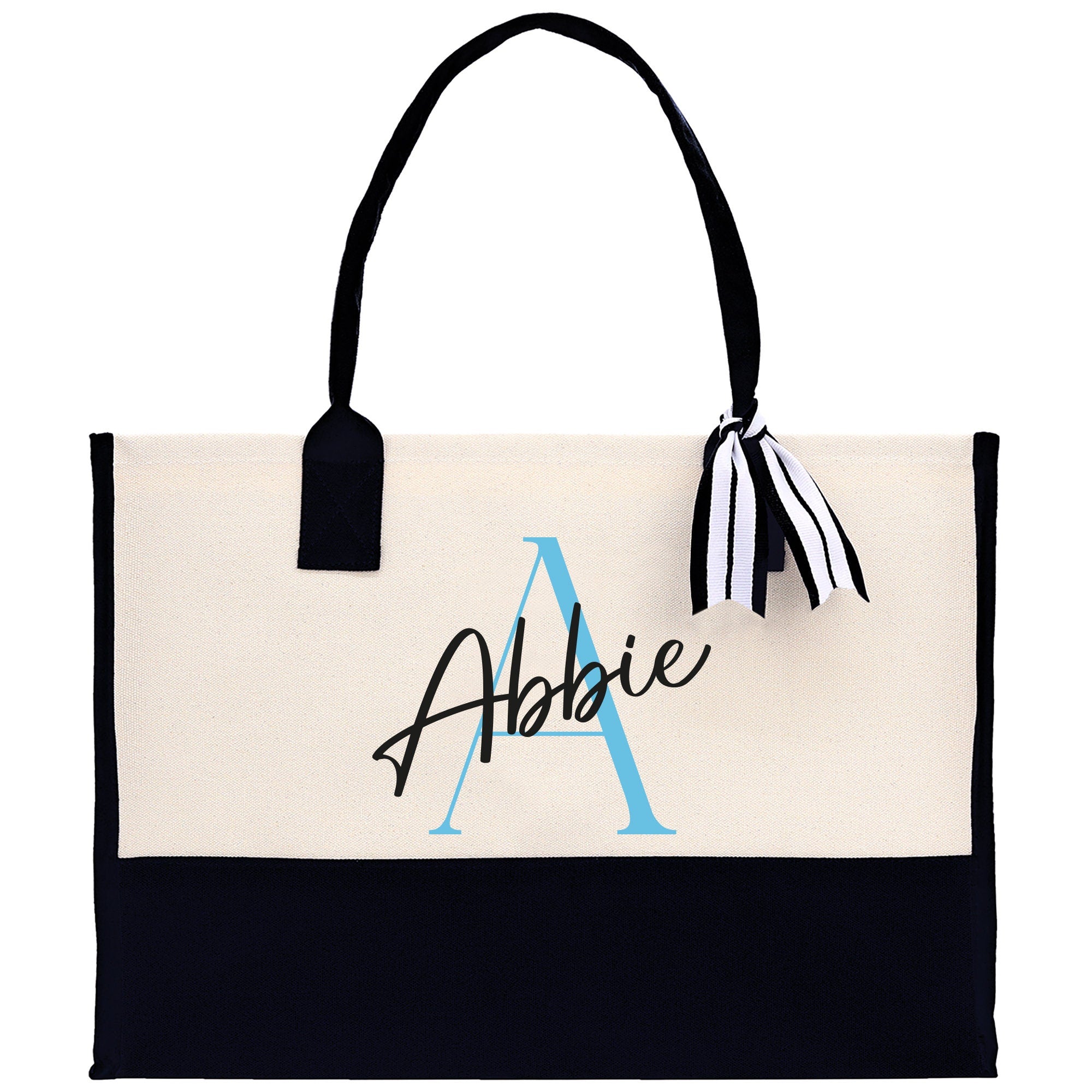 Initial and Name Cotton Canvas Tote Bag Personalized Bridesmaid Gift Bag Wedding Birthday Gift Custom Name Tote Maid of  Honor Wedding Gift - Aaria Tees Aaria Tees