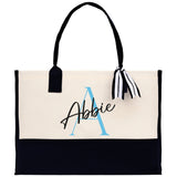 Initial and Name Cotton Canvas Tote Bag Personalized Bridesmaid Gift Bag Wedding Birthday Gift Custom Name Tote Maid of  Honor Wedding Gift - Aaria Tees Aaria Tees