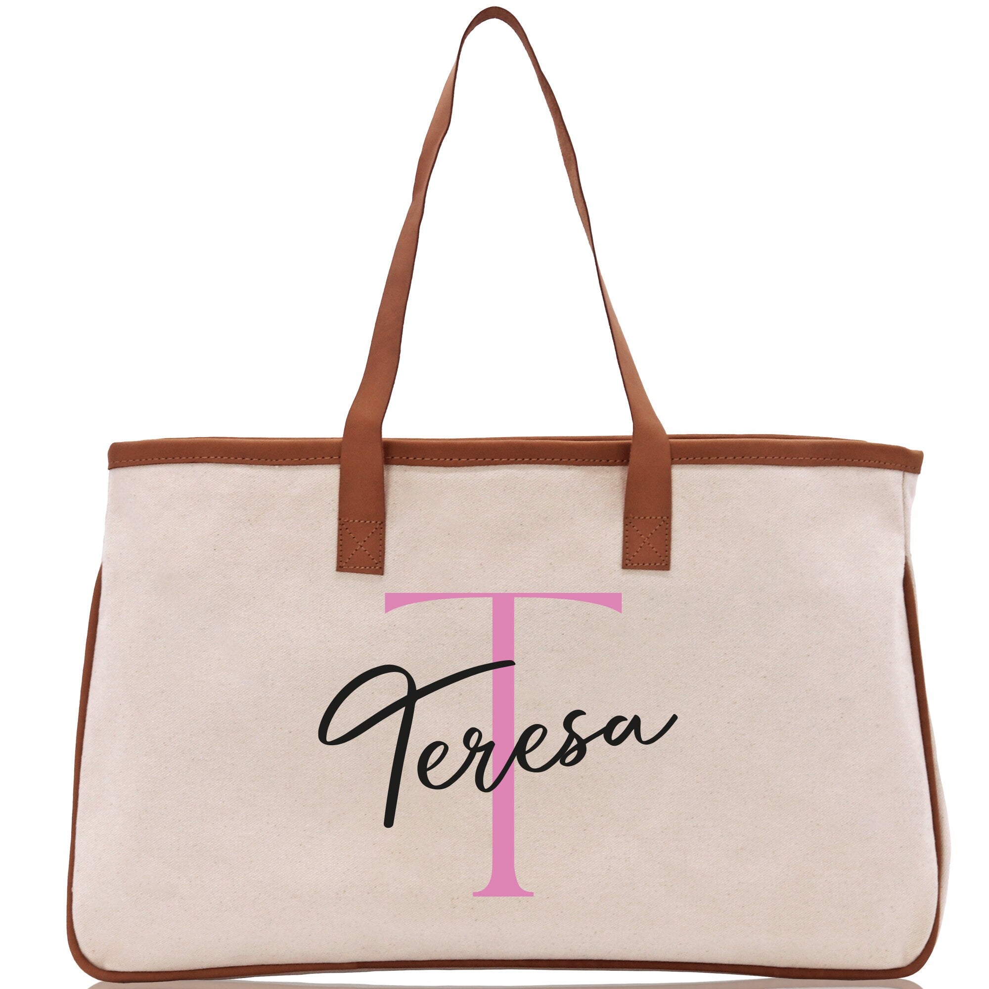 Initial and Name Cotton Canvas Tote Bag Personalized Bridesmaid Gift Bag Wedding Birthday Gift Custom Name Tote Maid of  Honor Wedding Gift - Aaria Tees Aaria Tees