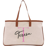 Initial and Name Cotton Canvas Tote Bag Personalized Bridesmaid Gift Bag Wedding Birthday Gift Custom Name Tote Maid of  Honor Wedding Gift - Aaria Tees Aaria Tees