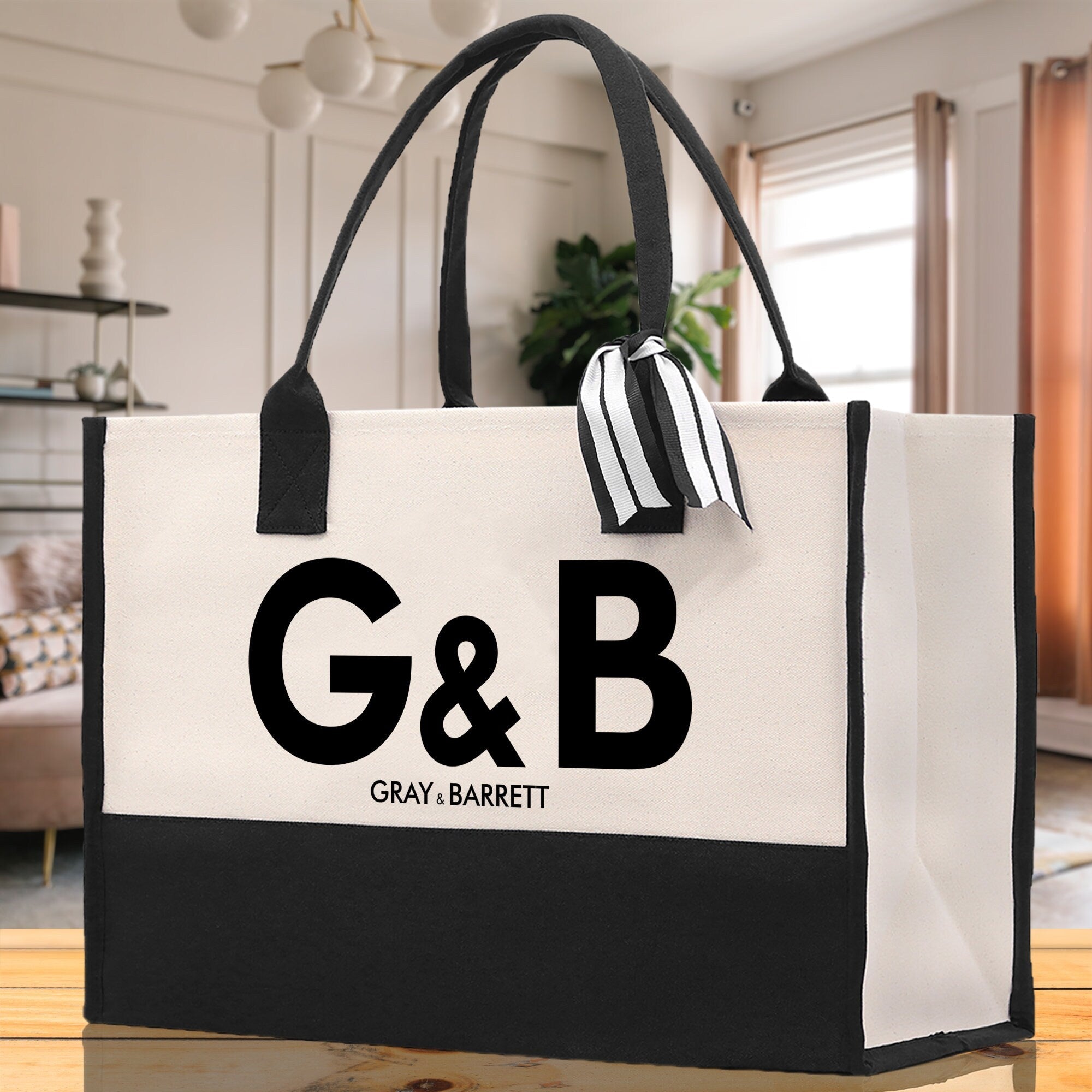 Initials and Names Customized Tote Bag 100% Cotton Canvas and Chic Personalized Tote Bag for Bridesmaid Anniversary Wedding Day Gift - Aaria Tees Aaria Tees