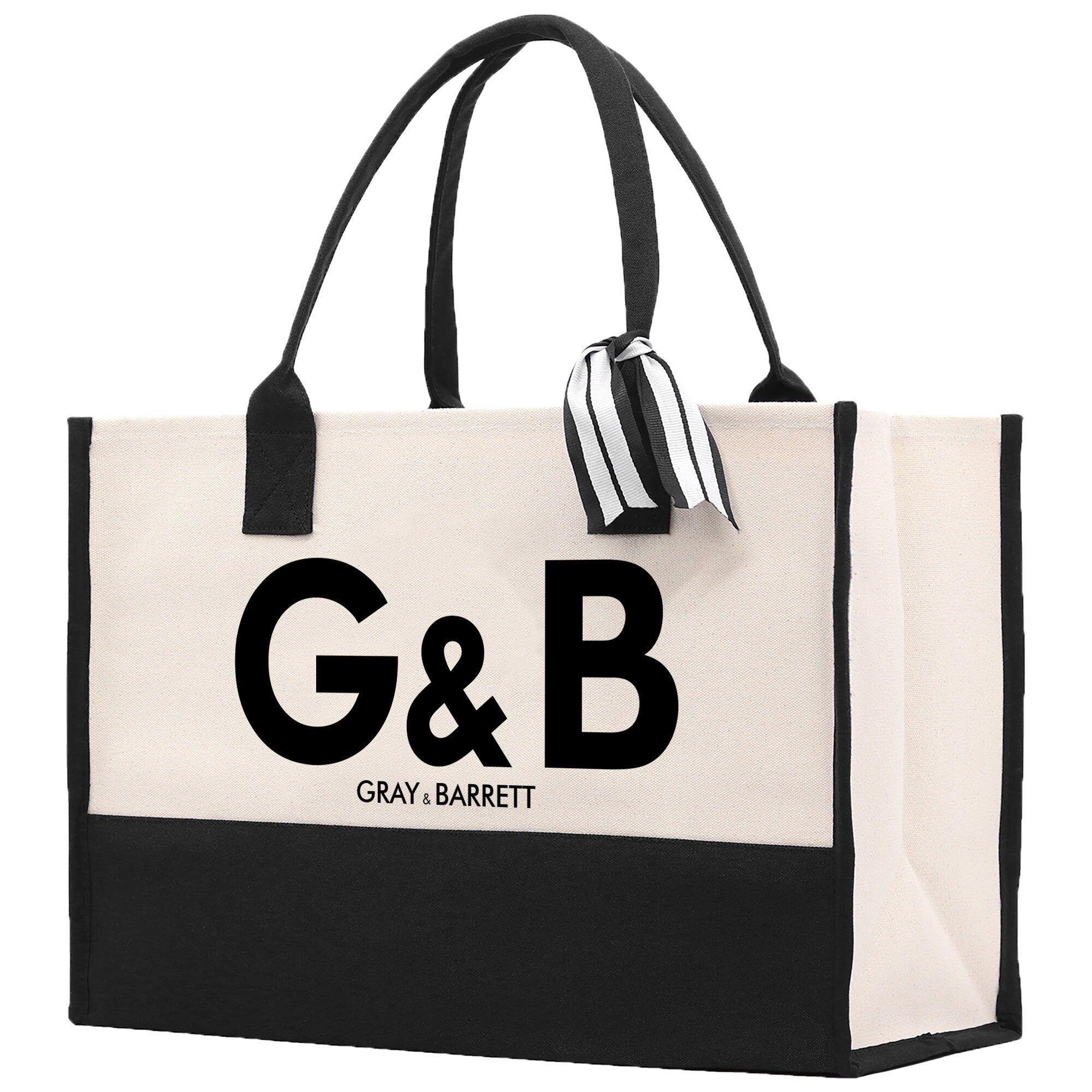 Initials and Names Customized Tote Bag 100% Cotton Canvas and Chic Personalized Tote Bag for Bridesmaid Anniversary Wedding Day Gift - Aaria Tees Aaria Tees