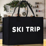 Ski Trip Cotton Canvas Chic Beach Tote Bag Multipurpose Tote Weekender Tote Gift for Her Outdoor Tote Vacation Tote Large Beach Bag - Aaria Tees Aaria Tees