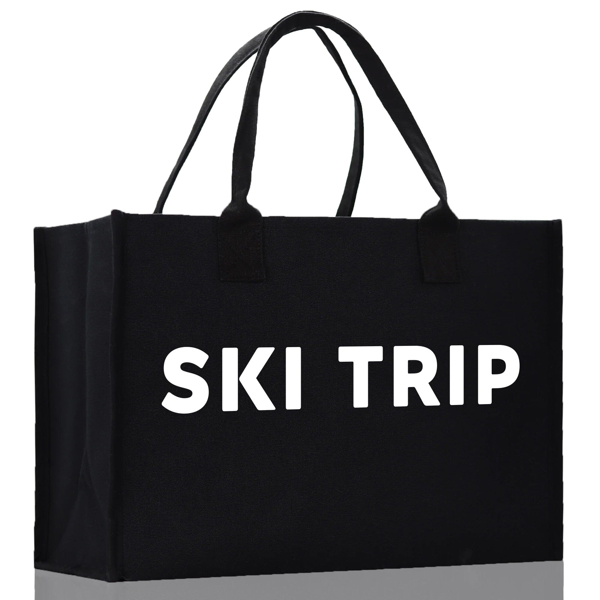 Ski Trip Cotton Canvas Chic Beach Tote Bag Multipurpose Tote Weekender Tote Gift for Her Outdoor Tote Vacation Tote Large Beach Bag - Aaria Tees Aaria Tees