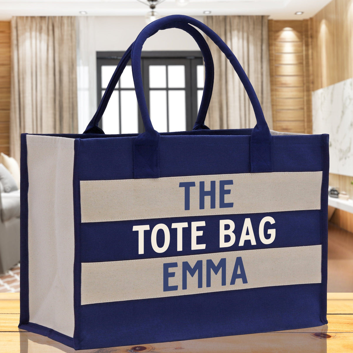 The Tote Bag Navy Name Personalized Gift Tote Bag Custom Gift Bag ST1002 - Aaria Tees