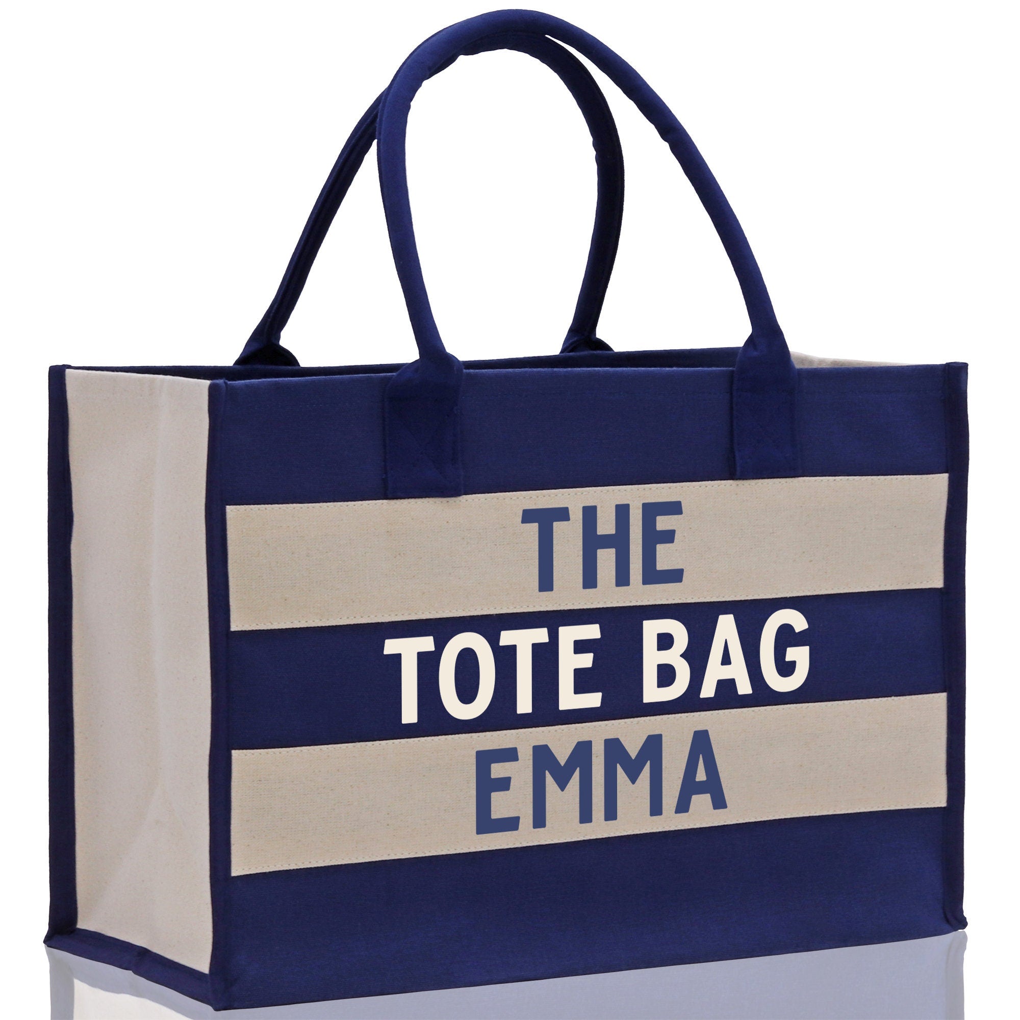 The Tote Bag Navy Name Personalized Gift Tote Bag Custom Gift Bag ST1002 - Aaria Tees Aaria Tees