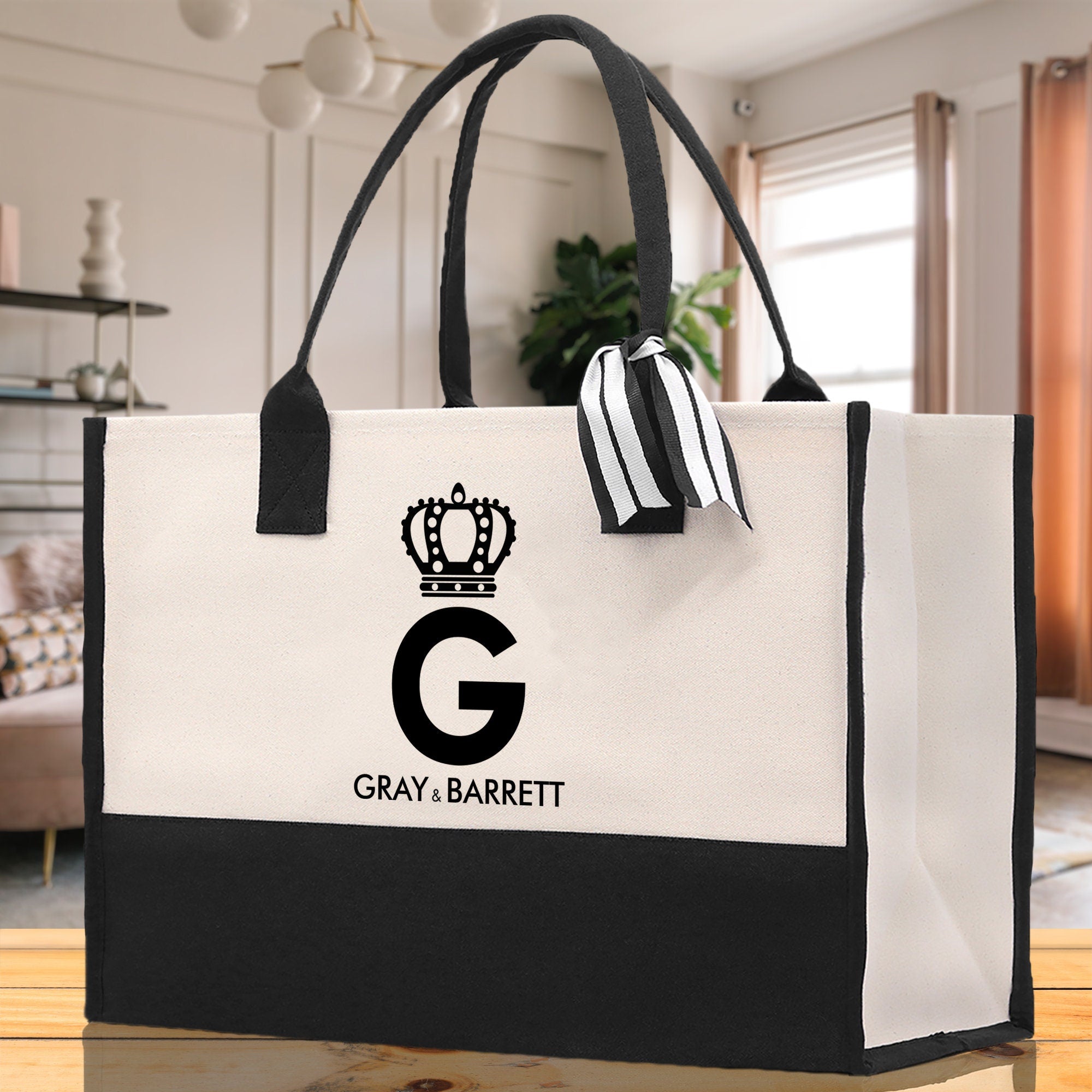 Initial and Names Customized Tote Bag 100% Cotton Canvas and Chic Personalized Tote Bag for Bridesmaid Anniversary Wedding Day Gift - Aaria Tees Aaria Tees