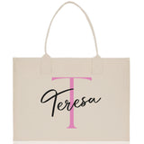 Initial and Name Cotton Canvas Tote Bag Personalized Bridesmaid Gift Bag Wedding Birthday Gift Custom Name Tote Maid of  Honor Wedding Gift - Aaria Tees Aaria Tees