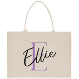 Initial and Name Cotton Canvas Tote Bag Personalized Bridesmaid Gift Bag Wedding Birthday Gift Custom Name Tote Maid of  Honor Wedding Gift - Aaria Tees Aaria Tees