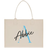 Initial and Name Cotton Canvas Tote Bag Personalized Bridesmaid Gift Bag Wedding Birthday Gift Custom Name Tote Maid of  Honor Wedding Gift - Aaria Tees Aaria Tees