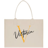 Initial and Name Cotton Canvas Tote Bag Personalized Bridesmaid Gift Bag Wedding Birthday Gift Custom Name Tote Maid of  Honor Wedding Gift - Aaria Tees Aaria Tees
