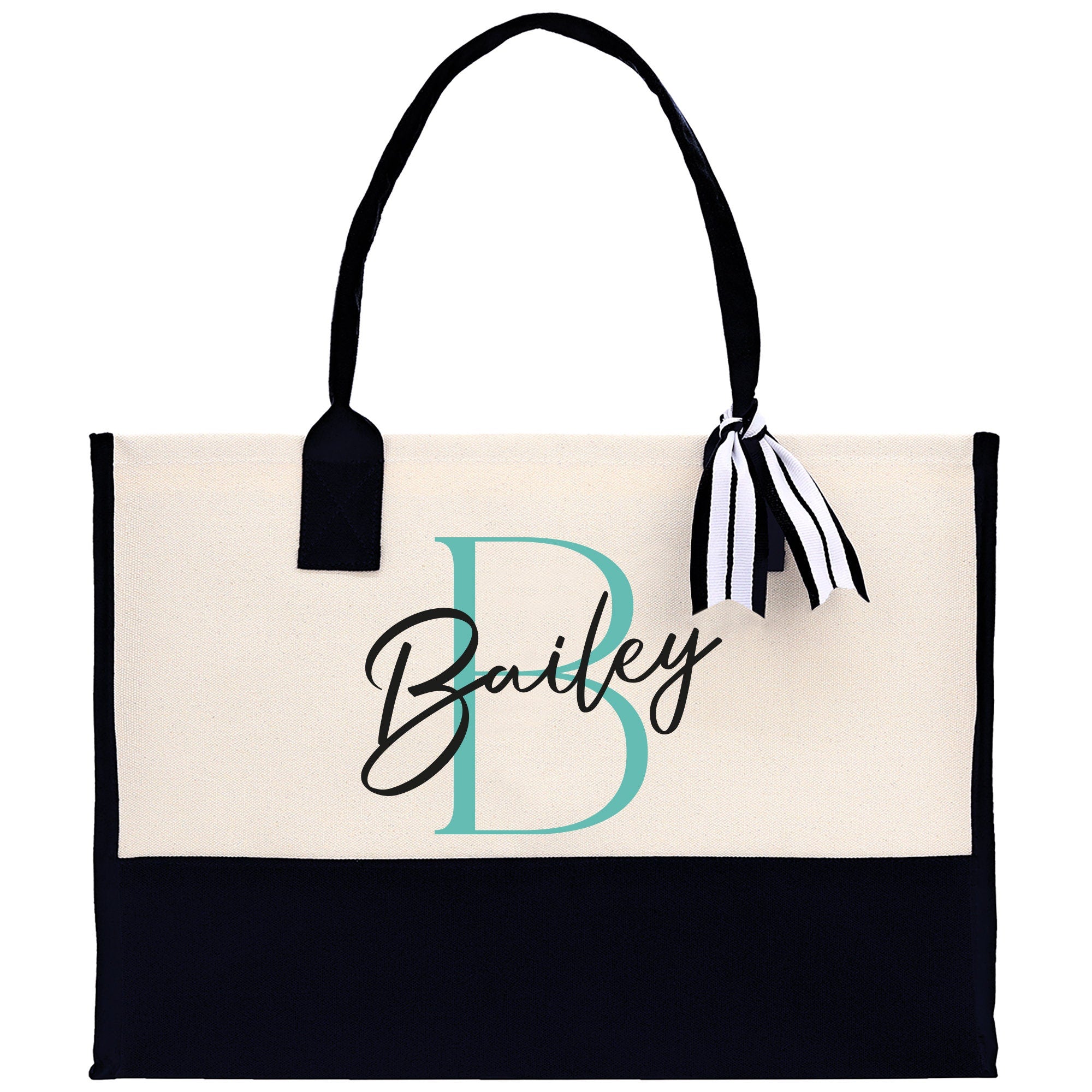 Initial and Name Cotton Canvas Tote Bag Personalized Bridesmaid Gift Bag Wedding Birthday Gift Custom Name Tote Maid of  Honor Wedding Gift - Aaria Tees Aaria Tees