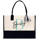 Initial and Name Cotton Canvas Tote Bag Personalized Bridesmaid Gift Bag Wedding Birthday Gift Custom Name Tote Maid of  Honor Wedding Gift - Aaria Tees Aaria Tees
