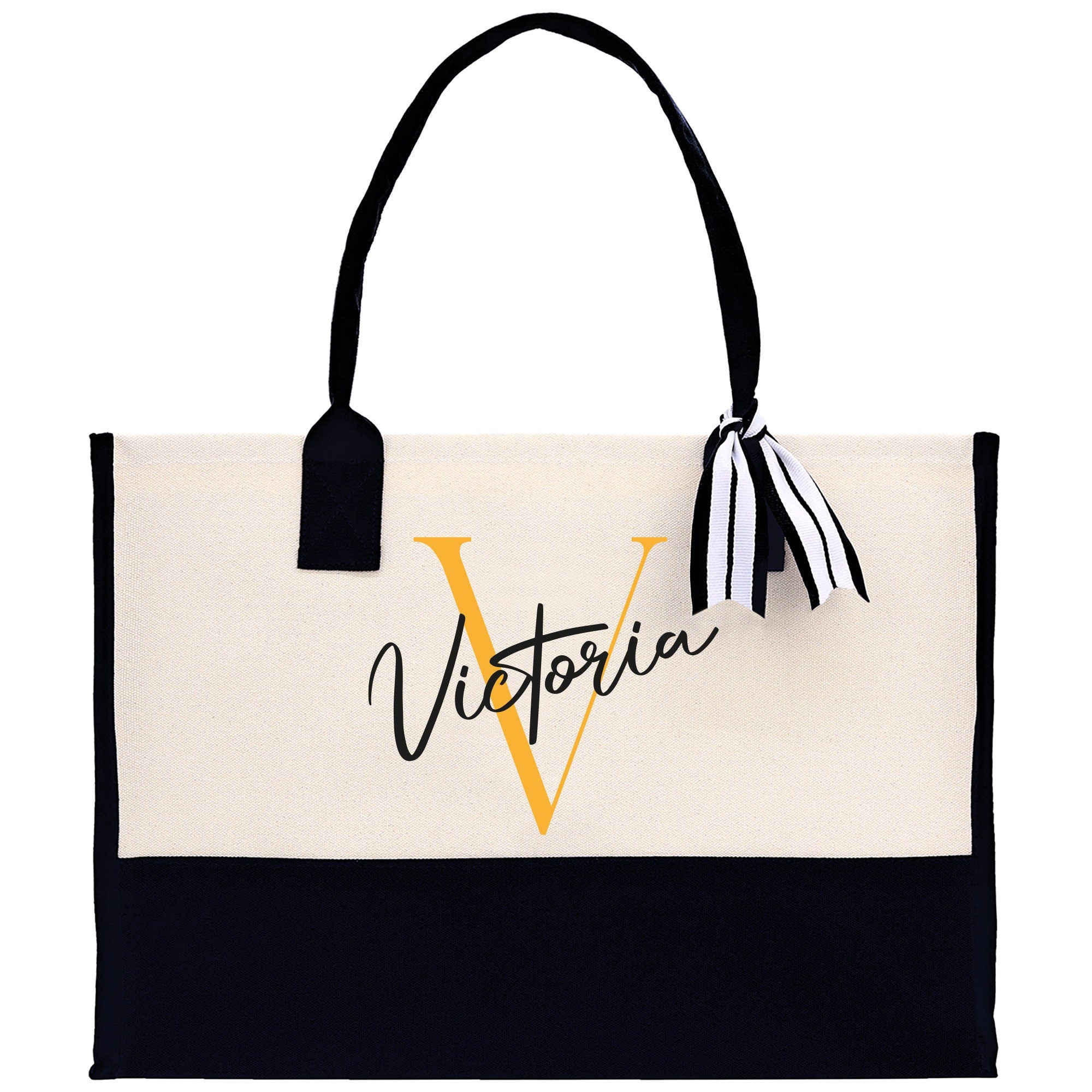 Initial and Name Cotton Canvas Tote Bag Personalized Bridesmaid Gift Bag Wedding Birthday Gift Custom Name Tote Maid of  Honor Wedding Gift - Aaria Tees Aaria Tees