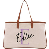 Initial and Name Cotton Canvas Tote Bag Personalized Bridesmaid Gift Bag Wedding Birthday Gift Custom Name Tote Maid of  Honor Wedding Gift - Aaria Tees Aaria Tees