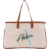Initial and Name Cotton Canvas Tote Bag Personalized Bridesmaid Gift Bag Wedding Birthday Gift Custom Name Tote Maid of  Honor Wedding Gift - Aaria Tees Aaria Tees