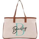 Initial and Name Cotton Canvas Tote Bag Personalized Bridesmaid Gift Bag Wedding Birthday Gift Custom Name Tote Maid of  Honor Wedding Gift - Aaria Tees Aaria Tees
