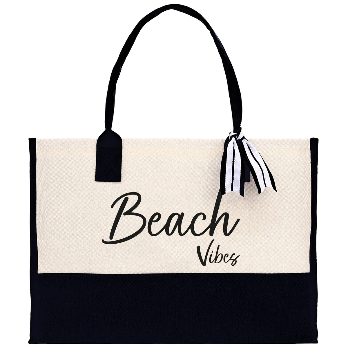 Beach Vibes Canvas Tote Bag Birthday Gift for Her Weekender Tote Bag Beach Tote Bag Large Beach Tote Bag - Aaria Tees